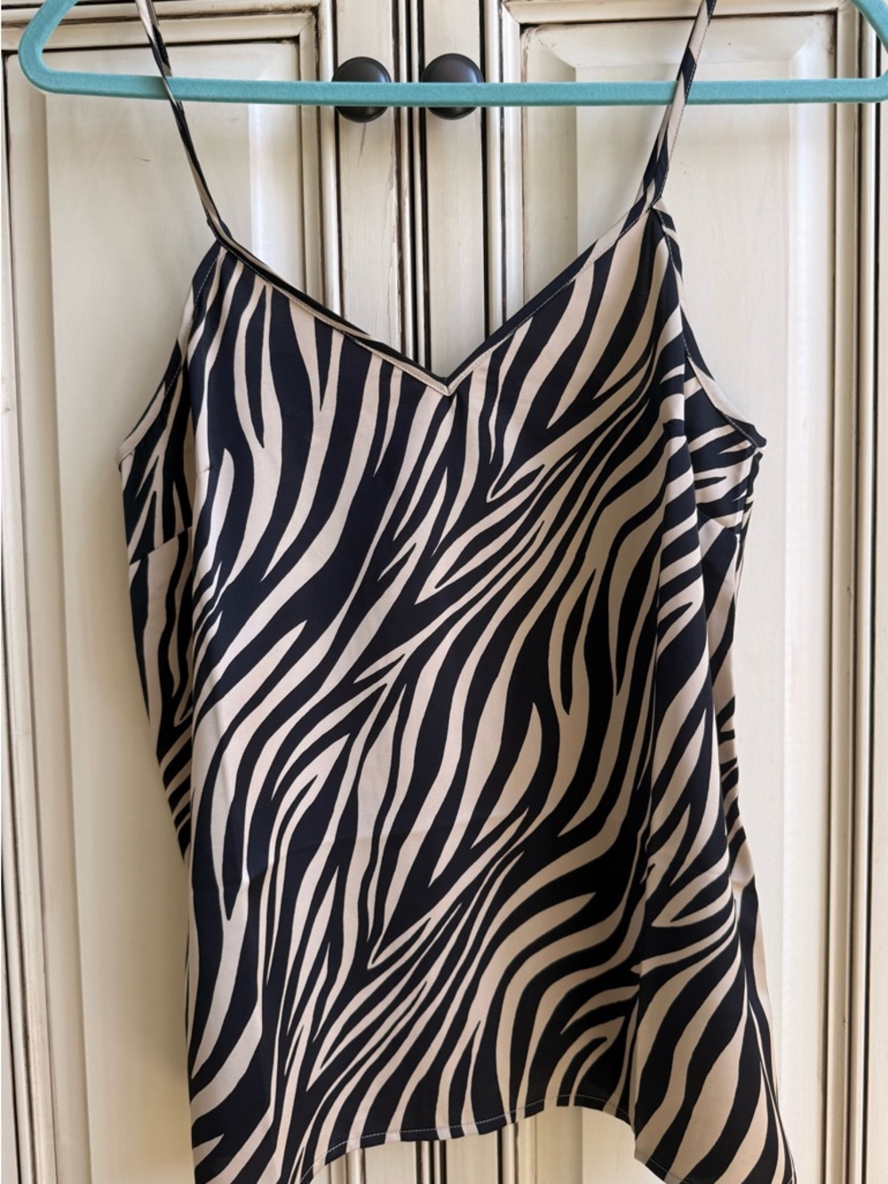 J. Crew Zebra-Print Slip Cami in Black and Cream